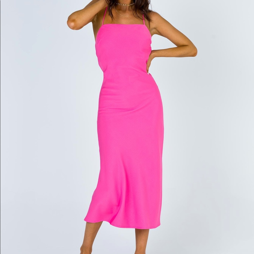Princess Polly hot pink midi dress
